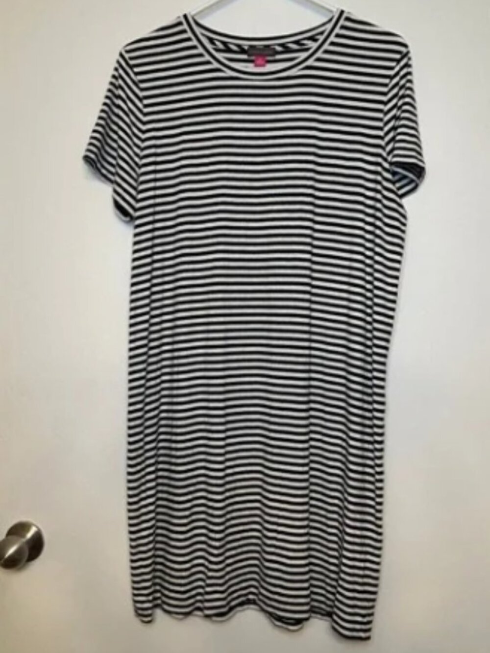 Vince Camuto Black White Striped Short Sleeve Dress Size M